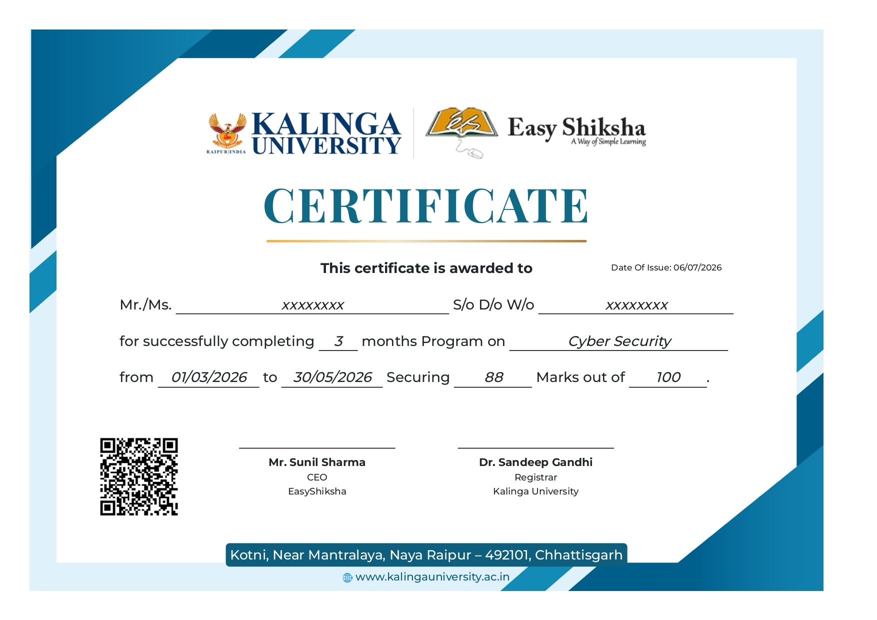 Sample Certificate 10