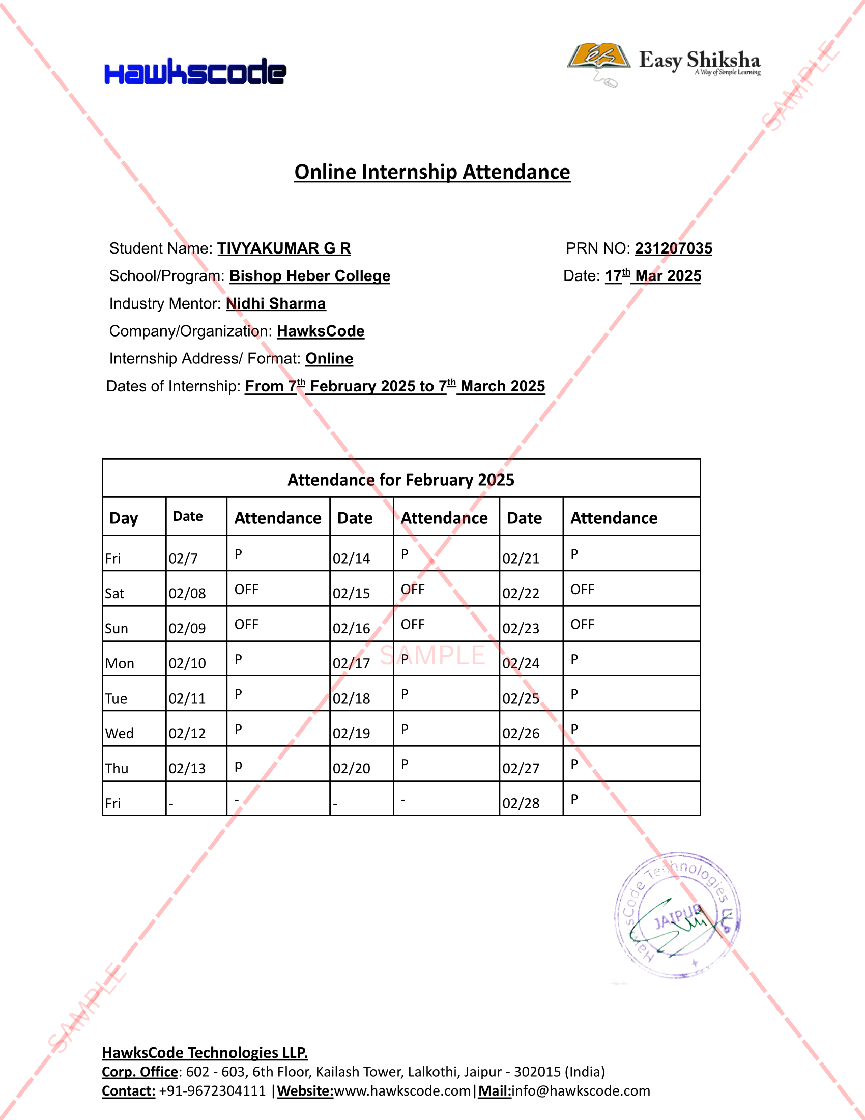 Sample Certificate 6